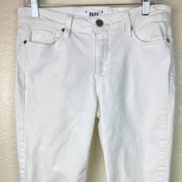Paige Kylie Crop Women's White Jeans Cuffed Hem Sz 29 - Picture 3 of 10